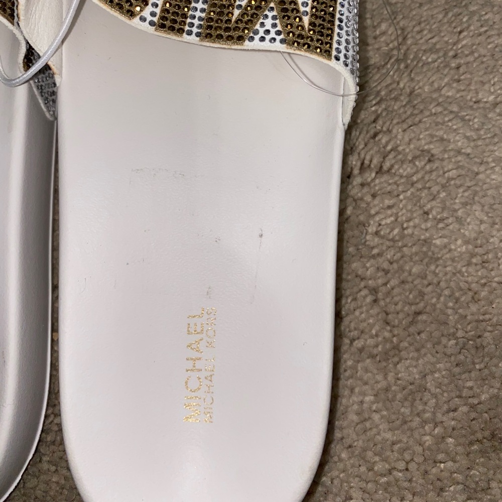 White and gold Michael kors slide - Picture 2 of 2